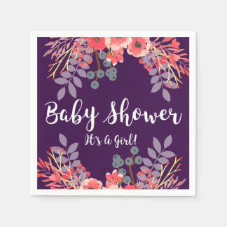 Lila Jewel Tone Watercolor Blume Kinderdusche Serviette