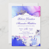 Lila Jewel Toned Ink Wash Wedding Einladung (Vorderseite)