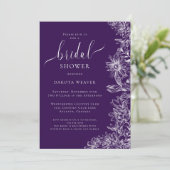 Lila Jewel Tones Floral Brautparty Einladung (Stehend Vorderseite)