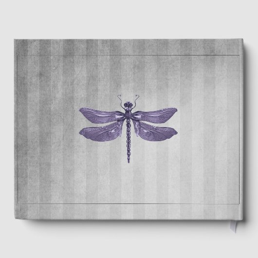Lila Jeweled Dragonfly-Hochzeit Gästebuch (Rückseite)