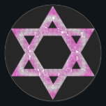 Lila Jeweled Star von David Design Runder Aufkleber<br><div class="desc">ein hübscher David Stern in einem rosa/lila... .{Grafik von MarloDeeDesigns.com}</div>