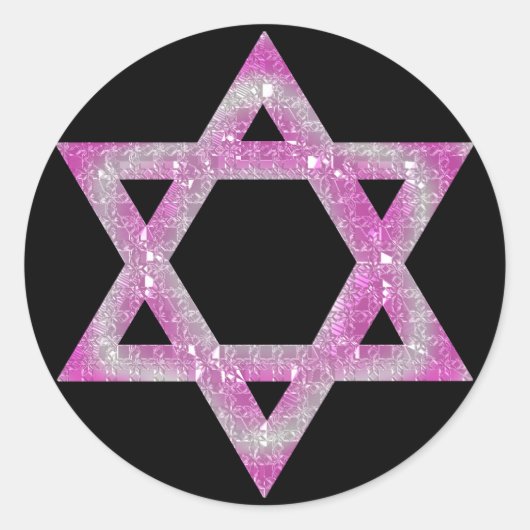 Lila Jeweled Star von David Design Runder Aufkleber (Vorderseite)