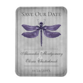 Lila Jewelen-Libelle Save the Date Magnet (Vertikal)