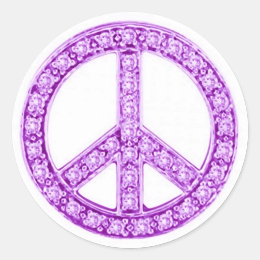 Lila Jewels Peace Sign Runder Aufkleber (Vorderseite)