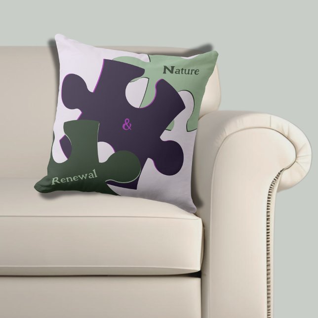 Lila Jigsaw Puzzle Kissen (Purple Green Nature & Renewal Jigsaw Puzzle Throw Pillow)