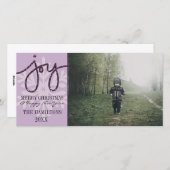 Lila JOY Snowflake Fotokarte Feiertagskarte (Vorne/Hinten)