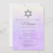 Lila jüdische Kindernamenszeremonie Simchat Bat Einladung (Vorderseite)