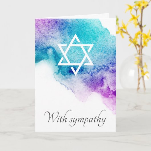 Lila jüdisches Beileid Karte (Gelbe Blume)