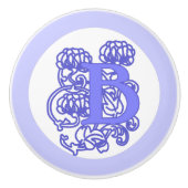 Lila Jugendstil-Floral-Monogramm "B" Keramikknauf (Vorderseite)