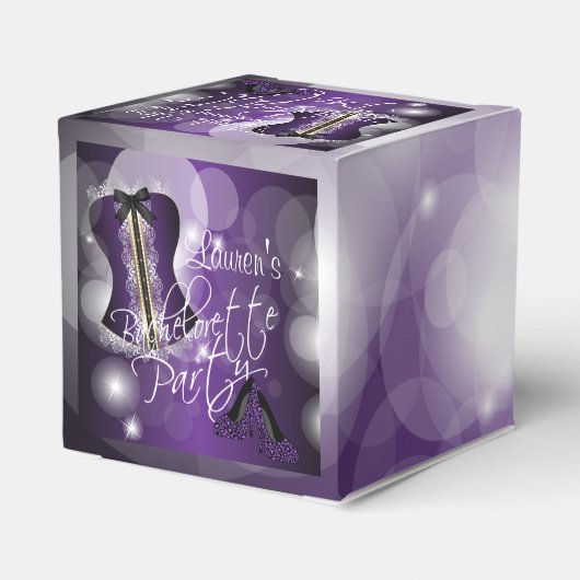 Lila Junggeselinnen-Abschied Geschenkschachtel (Rückseite)