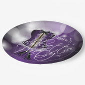 Lila Junggeselinnen-Abschied Pappteller (Schrägansicht)