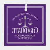 Lila Jurastube Abschluss Weihnachten Ornament Aus Glas (Rückseite)