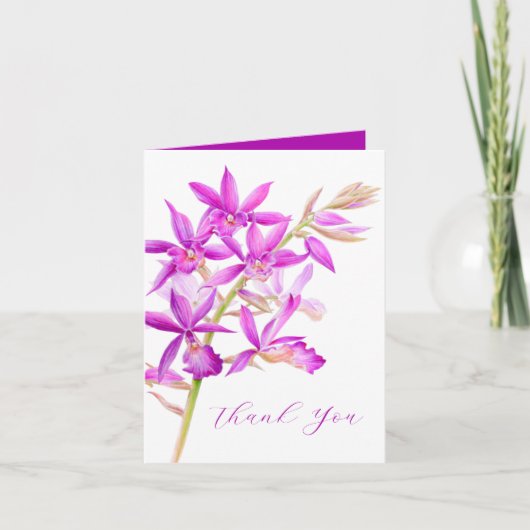 lila Juwel Orchid Aquarell Hochzeit danke Karte (Vorderseite)