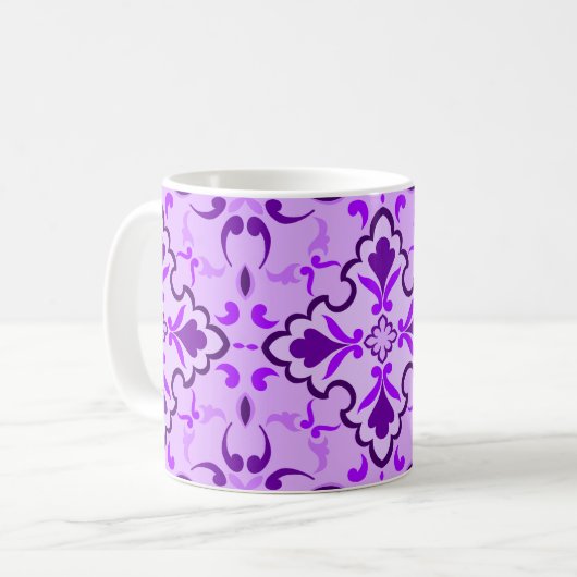 Lila Kachelmuster Kaffeetasse (Vorderseite Links)