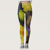 Lila Kakteen mit gelben Blüten Leggings (Vorderseite)