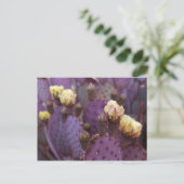 Lila Kaktus Blume Gelbe Blüten Postkarte (Stehend Vorderseite)