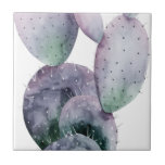 Lila Kaktus Fliese<br><div class="desc">"Lila Cactus I" von Grace Popp. Ein lila Aquarellkaktus mit weißem Hintergrund.</div>