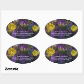 Lila Kaktus mit gelben Blumen Ovaler Aufkleber (Blatt)