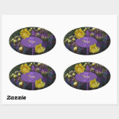 Lila Kaktus mit gelben Umschlag Aufklebern Ovaler Aufkleber (Blatt)