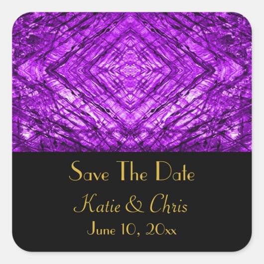 Lila Kaleidoskop-Gewebe Quadratischer Aufkleber (Vorderseite)