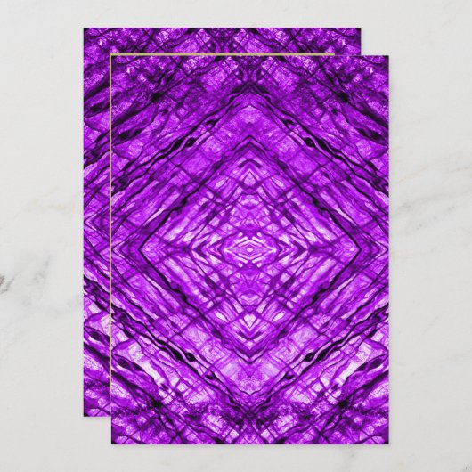 Lila Kaleidoskop-Hochzeitsglas Einladung (Vorne/Hinten)