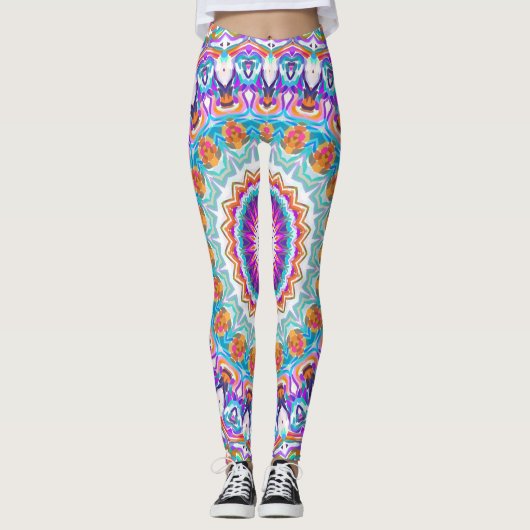 Lila Kaleidoskop Mandala Leggings (Vorderseite)