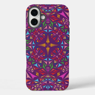 Lila Kaleidoskop-Verziertes Muster iPhone 16 Plus Hülle