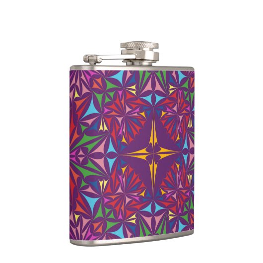 Lila Kaleidoskop-Verziertes Muster Flachmann (Rechts)