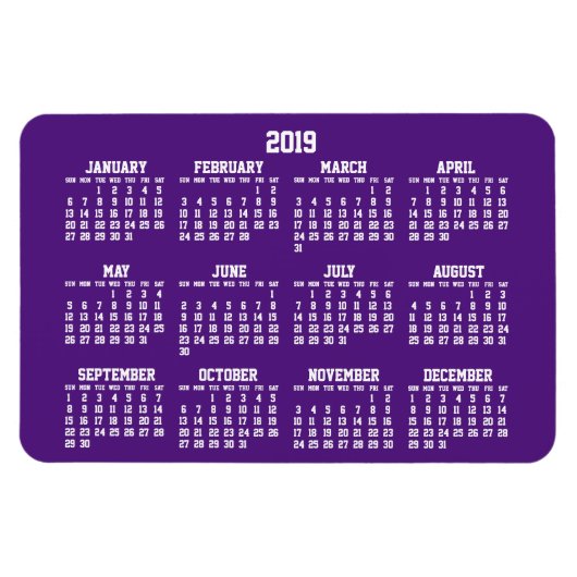Lila Kalender 2019 Große flexible Magnete (Horizontal)