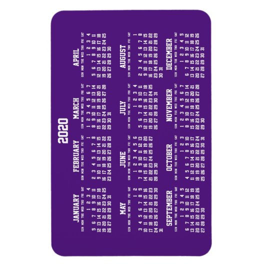 Lila Kalender 2020 Große flexible Magnete (Vertikal)
