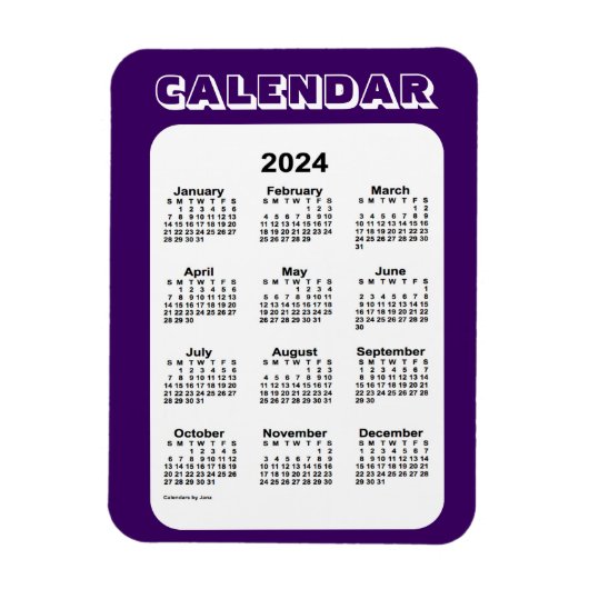 lila Kalender 2024 von Janz 3x4 Magnet (Vertikal)