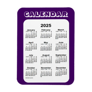 lila Kalender 2025 von Janz 3x4 Magnet