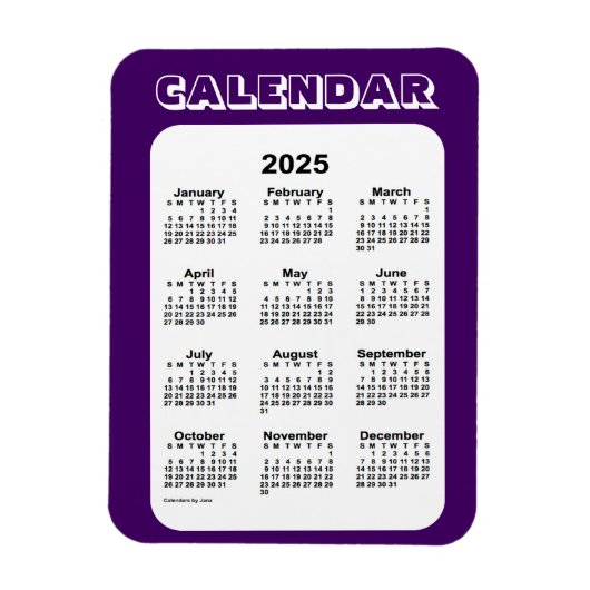 lila Kalender 2025 von Janz 3x4 Magnet (Vertikal)
