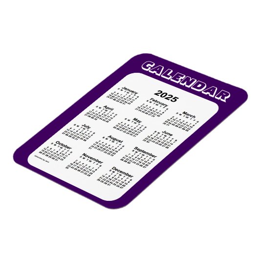 lila Kalender 2025 von Janz 3x4 Magnet (Linke Seite)