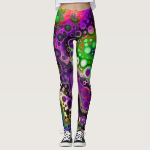 Lila, kalkgrüne und schwarze Marmorlasche Kunst Leggings