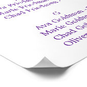 Lila Kalligrafie-Sitzkarte Poster (Ecke)