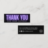 Lila Kalligraphie Neon Vielen Dank, Media Insert Mini Visitenkarte (Vorne/Hinten)