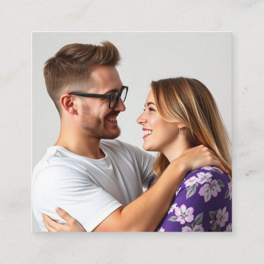 Lila Kalligraphie QR Code UAWG Hochzeit Begleitkarte (Rückseite)