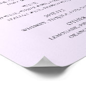 Lila Kalligraphie Skript Hochzeitsgetränke Bar-Men Poster (Ecke)