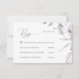 Lila Kalligraphie und blumengeschmückte UAwg RSVP Karte