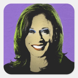 Lila Kamala Harris Pop Art Quadratischer Aufkleber