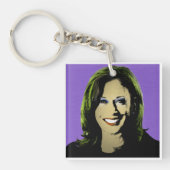 Lila Kamala Harris Pop Art Schlüsselanhänger (Vorderseite)
