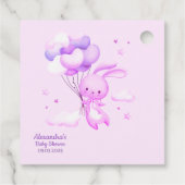 Lila Kaninchen Babydusche Danke Geschenkanhänger (Rückseite)