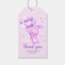 Lila Kaninchen Babydusche Danke Geschenkanhänger