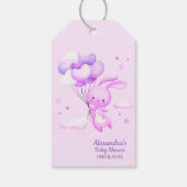 Lila Kaninchen Babydusche Danke Geschenkanhänger (Rückseite)