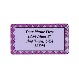 Lila Kariert Adressaufkleber