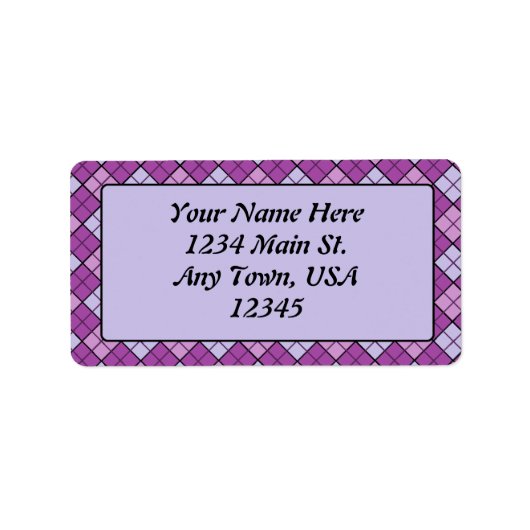 Lila Kariert Adressaufkleber (Vorne)
