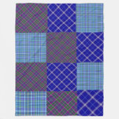 Lila Kariert/blaues Patchwork Fleece Blanket (Vorderseite)