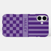 Lila Kariert Gestreift Personalisiert Case-Mate iPhone Hülle (Rückseite (Horizontal))