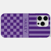 Lila Kariert Gestreift Personalisiert Case-Mate iPhone Hülle (Rückseite (Horizontal))
